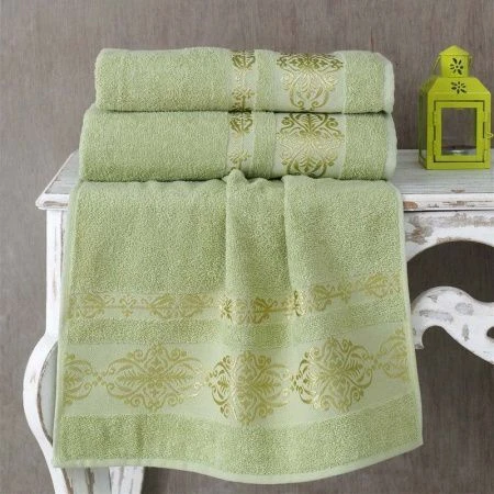 яяяПолотенце 90*150 махровое Karna REBEKA (Темно-зеленый)