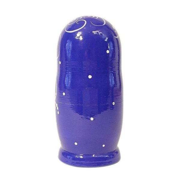 Матрешка 5-ти кукольная дерево Ромашка синяя h15 см, d 8-6см (1)