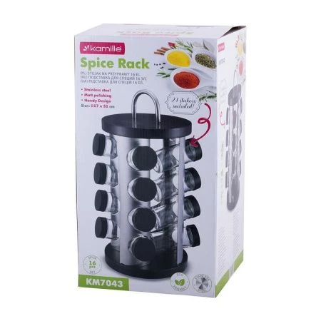 Набор для специй 16пр стекло на круглой мет.подставке черный/серебро, арт. 7046 (3)