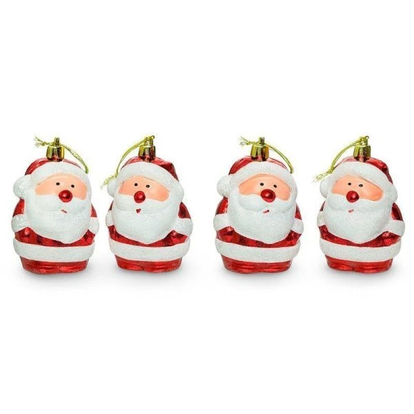 Игрушки новогодние на елку ДЕД МОРОЗ набор 4шт 8см пластик OS23TS04V-193/JC-16410 (120)