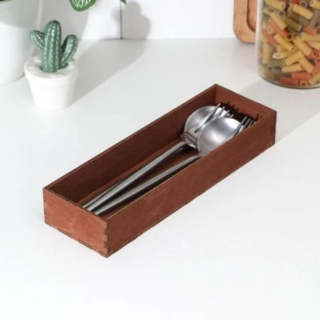 Подставка для столовых приборов 25*8*4см дерево мокко