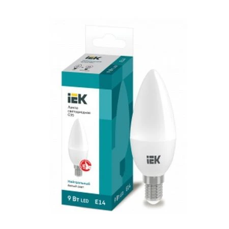Лампа светодиодная стекло ECO C35 свеча 9Вт 230В 4000К E14 IEK