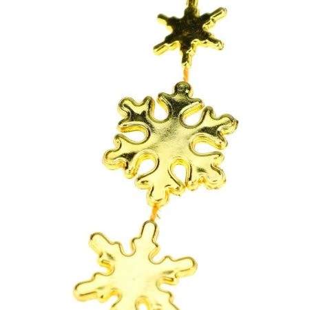 Новогоднее украшение бусы на ёлку золотые Снежинки НУ-6752