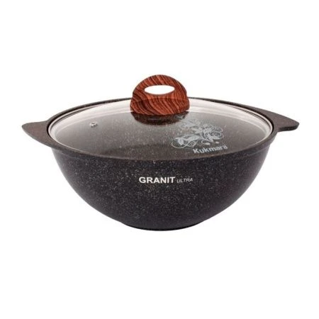 Казан для плова 3,5л алюминий АП GRANIT ULTRA Original со стекл.крышкой (4)