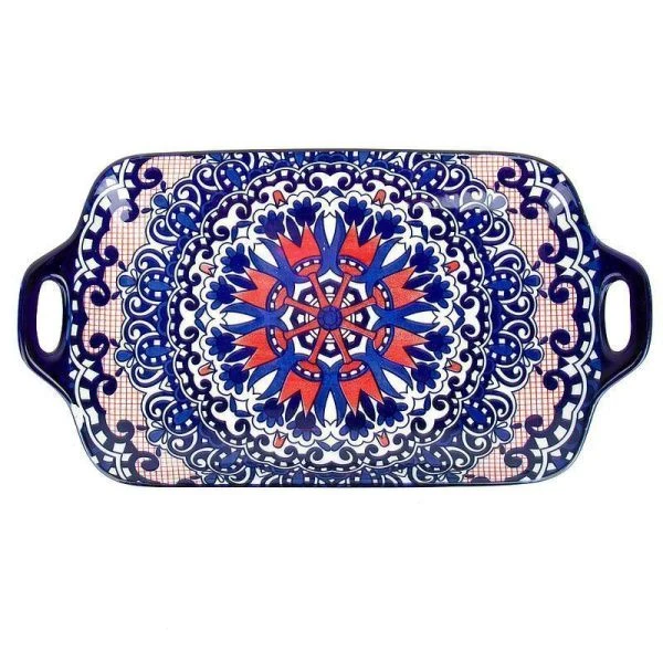 Поднос 29*16*3см фарфор Arabesque синий с ручками (24) ВЫВОД