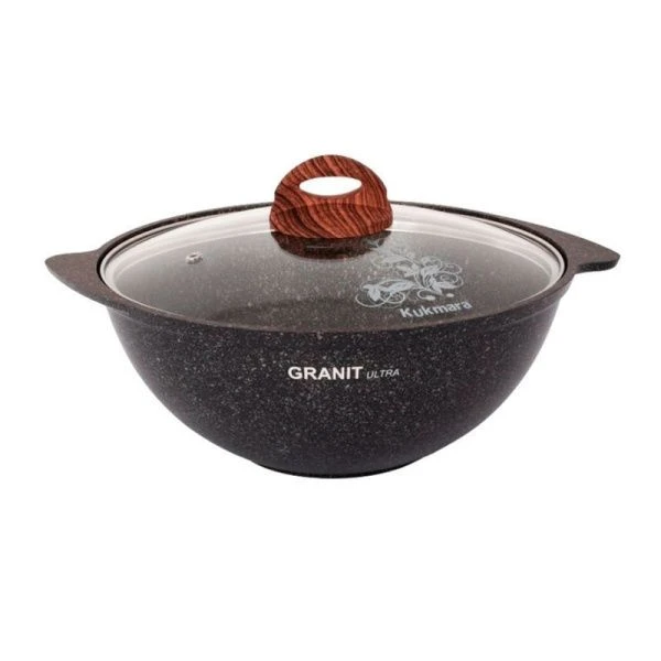 Казан для плова 3,5л алюминий АП GRANIT ULTRA Original со стекл.крышкой (4)