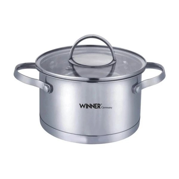 Кастрюля 5,8л нерж.сталь ROMA стекл.крышка WR-1187 (6)