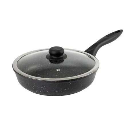 Сковорода 24см алюминий АП ГРАНИТ МЕЧТА со стекл.крышкой глубокая Dariis БВР-109 (9/6)