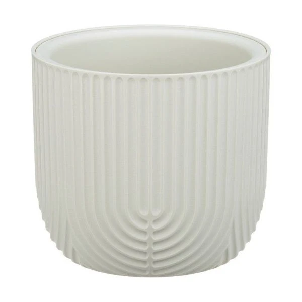Кашпо 1,9л 180мм пластик РАМОНА со вставкой белый ротанг (15)