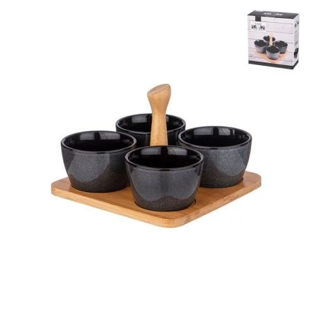 Соусник набор 4шт 175мл 19*6,5см фарфор ГРАФИТ на подставке (16)