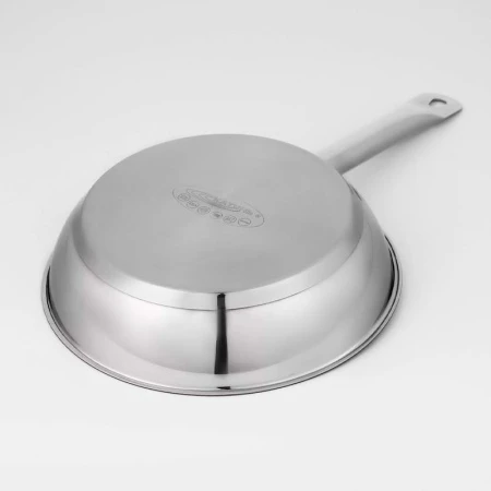 Сковорода 26см нерж.сталь ОБЩЕПИТ толщ.0,6мм без крышки индукц. дно ТРС 3,5мм КТ-ОБ-СН-26 (4)