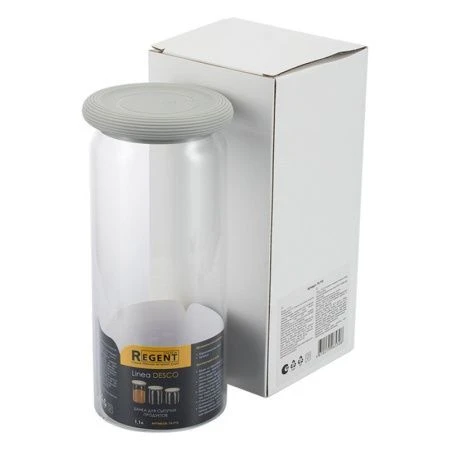 Банка для сыпучих продуктов 1,1л стекло Desco с силикон.крышкой 74-715 (12)