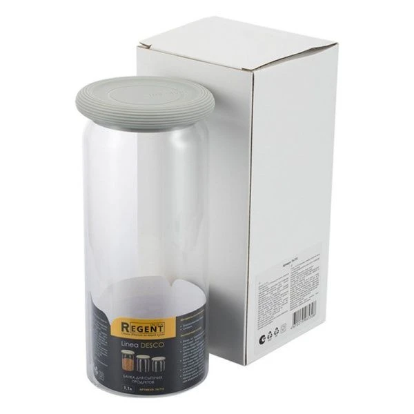 Банка для сыпучих продуктов 1,1л стекло Desco с силикон.крышкой 74-715 (12)