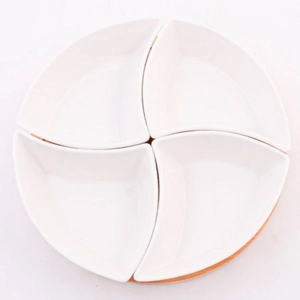 Менажница 4 секции 25*5см фарфор на бамбук.подставке LR60320 (16)