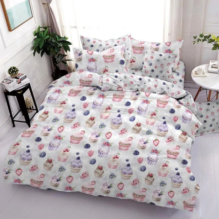 КПБ 1,5сп поплин 100% хлопок Lime Time TEENS (пр.150*220, под.145*215, нав.70*70) рис. Капкейк