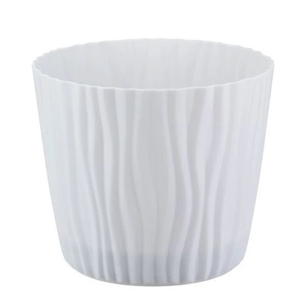 Кашпо 8л d250мм пластик ВОЛНА с вкладышем белый (8)