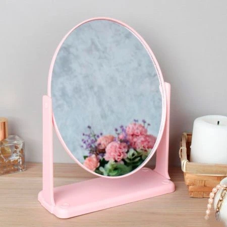 Зеркало настольное 16*6,5*21см пластик розовое 1043 (60)