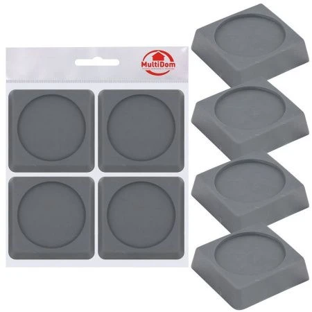 Подставки антивибрационные для стиральных машин/холодильников 4шт 6*6*1,5см квадратные серые ПТ76-144 (30)