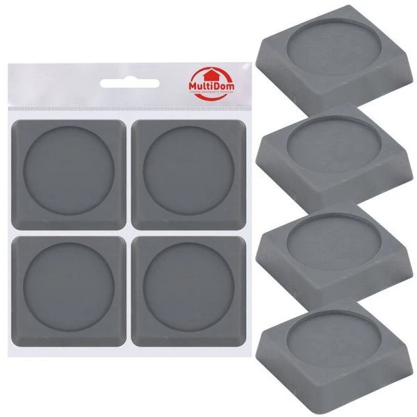 Подставки антивибрационные для стиральных машин/холодильников 4шт 6*6*1,5см квадратные серые ПТ76-144 (30)