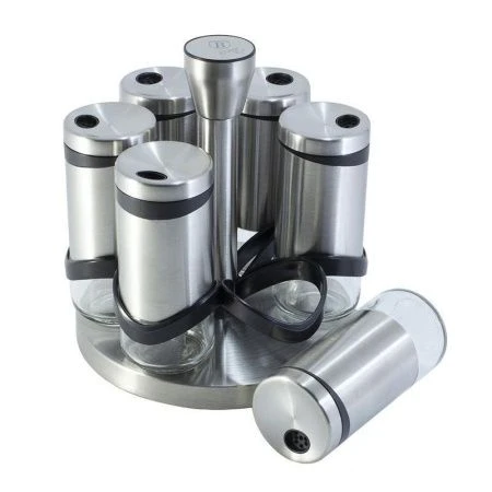 Набор для специй 7пр 120мл нерж.сталь на мет.подставке Black Silver Collection (8)