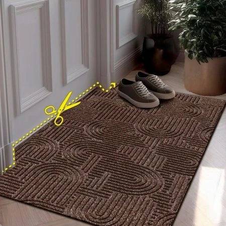 Коврик придверный полиэстер/ПВХ 67*120см влаговпитывающий ЛАБИРИНТ icarpet  с тиснением мокко 02 S