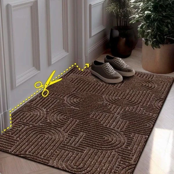 Коврик придверный полиэстер/ПВХ 67*120см влаговпитывающий ЛАБИРИНТ icarpet  с тиснением мокко 02 S