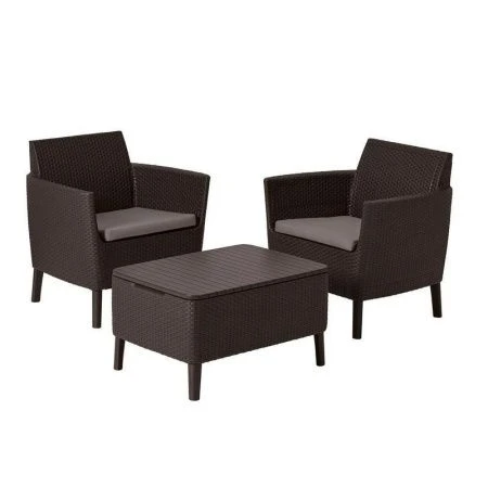 Набор мебели пластик Salemo balcony set (2 кресла, стол) коричневый (1)