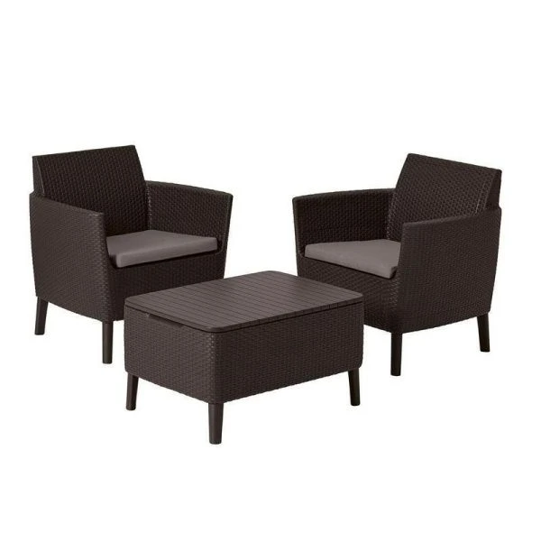 Набор мебели пластик Salemo balcony set (2 кресла, стол) коричневый (1)
