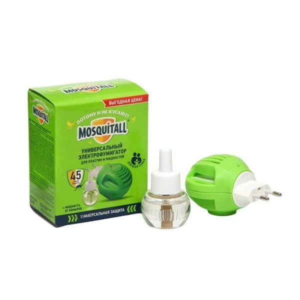 Фумигатор с жидкостью 30мл без запаха (действие 45ночей) Универсальная защита MOSQUITALL (6) 07-222