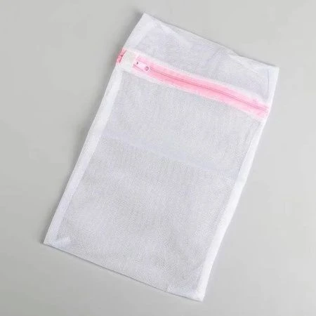 Мешок для стирки мелкая сетка 20*30см полиэстер белый молния цвет МИКС 2516016