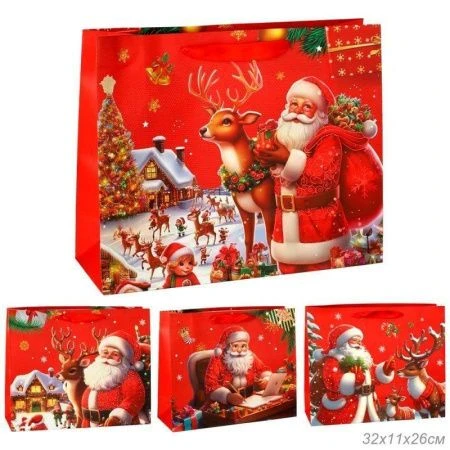 Пакет новогодний бумажный 32*26*11см 1655-2 (12/480)