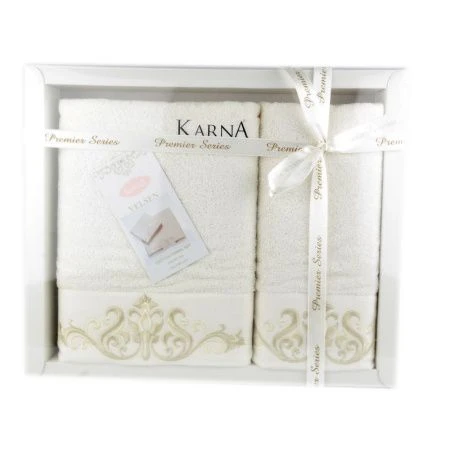 яяяНабор полотенец махровые 50*90/70*140 Karna VELSEN (Кремовый)