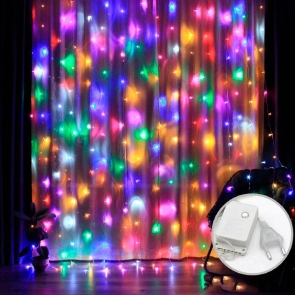 Гирлянда светодиодная Занавес 3*2м 240LED разноцветная 8 режимов GN15 (50)  (