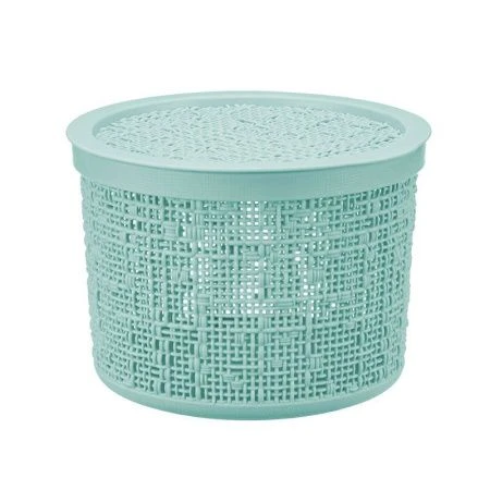 Корзина для хранения 4,5л d22см пластик БЯЗЬ Морская волна круглая с крышкой (8)