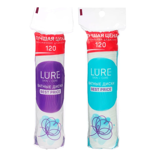 Ватные диски косметические п/э 120шт LURE  КК/35