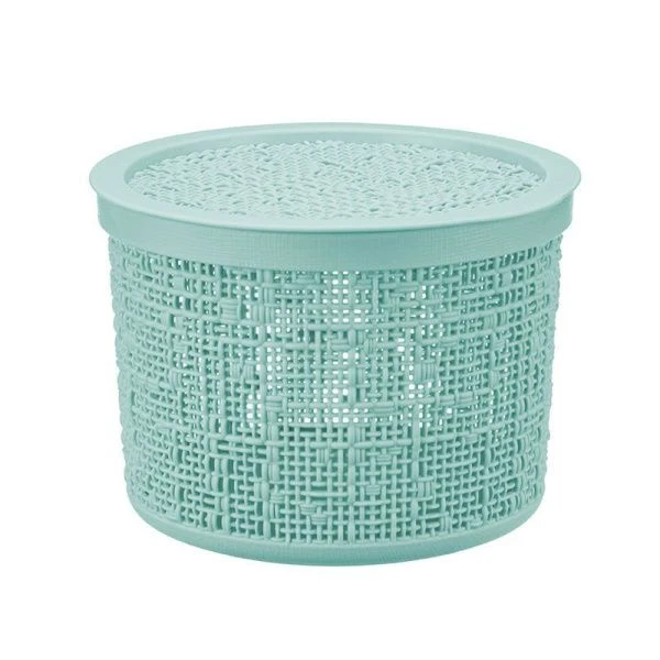 Корзина для хранения 4,5л d22см пластик БЯЗЬ Морская волна круглая с крышкой (8)