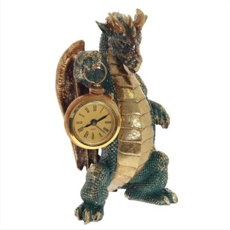 яяяФигурка декоративная с часами Дракон полимер (1xLR44) L13 W9 H19см (6)