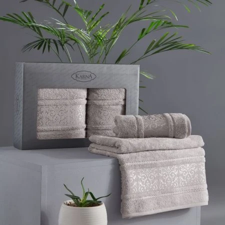 яяяНабор полотенец 2пр 50*90/70*140 бамбук Karna ARMOND (Серый)