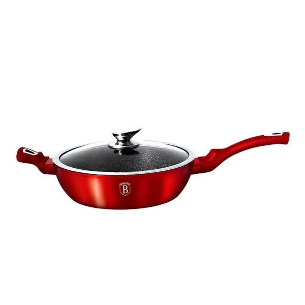 Сотейник 24см алюминий с крышкой Burgundy Metallic Line (6)