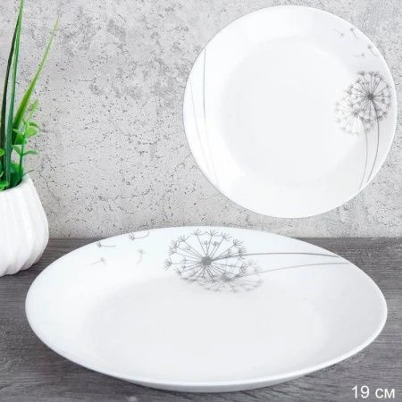 Тарелка мелкая 19см стеклокерамика ОДУВАНЧИК десертная LYGP75 (2028) (72)