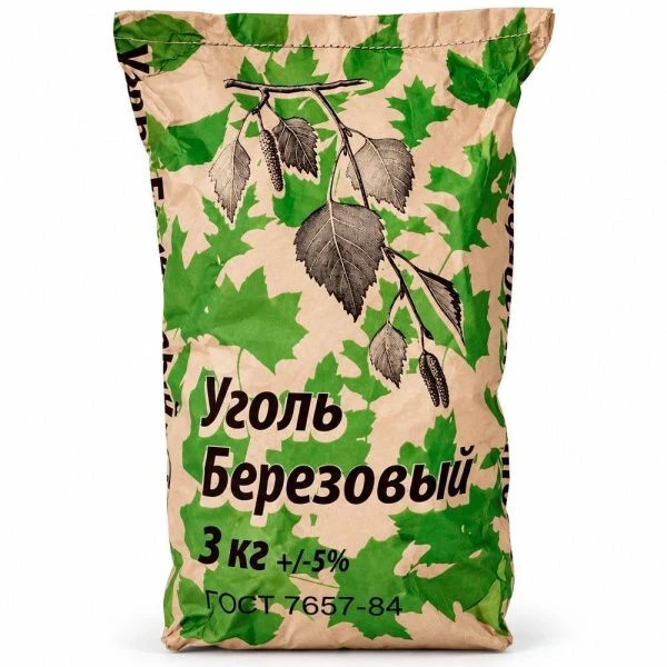 Уголь древесный 3кг(+/-15%) в пакетах (1) ГОСТ 7657-84