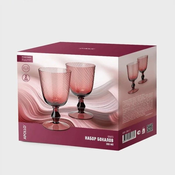 Бокалы набор 2шт 380мл стекло Grafo GRF-380-2
