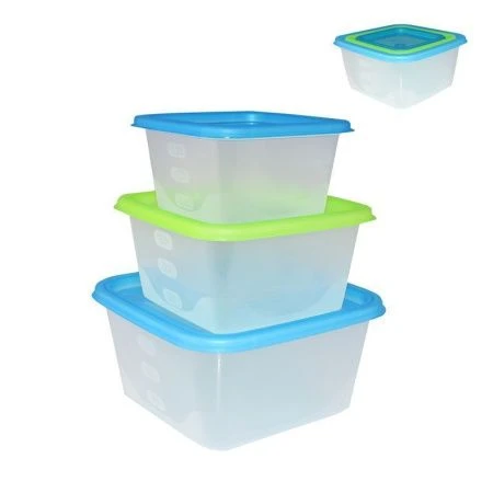 Набор контейнеров пищевых 3пр (1,1/0,63/0,33л) пластик Fusion квадратные микс (40)