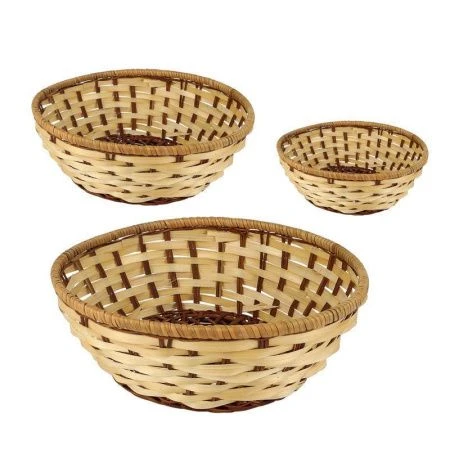Корзинка плетеная лоза набор 3шт. 19*6/20*7/22*8см круглая светло-коричневая (130)