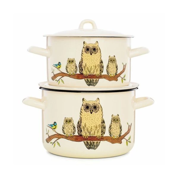 Набор кастрюль 2пр 2,9/4,3л эмаль СОВЫ цилиндрический (1)