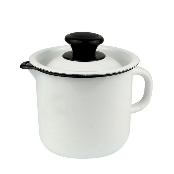 Кружка 1л эмаль с крышкой белая 40204-072-У (9)