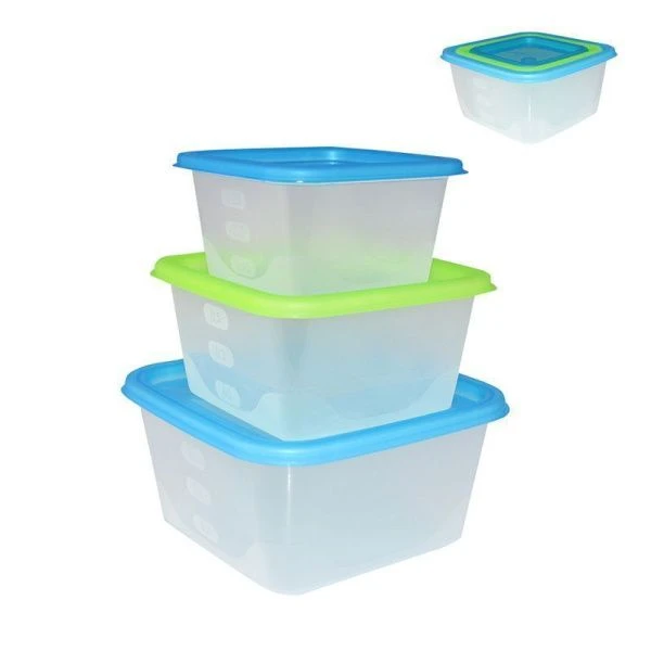 Набор контейнеров пищевых 3пр (1,1/0,63/0,33л) пластик Fusion квадратные микс (40)