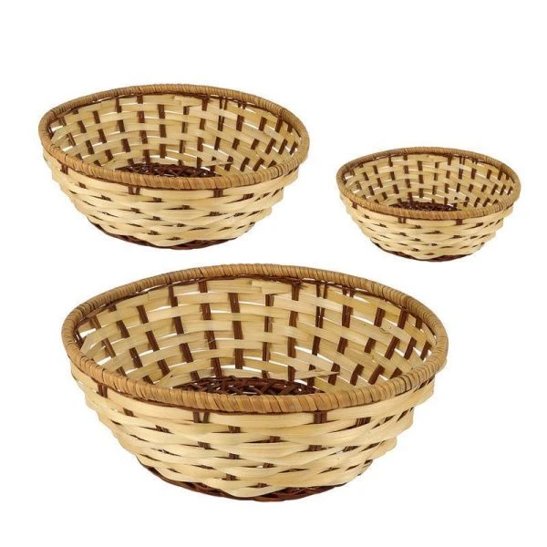 Корзинка плетеная лоза набор 3шт. 19*6/20*7/22*8см круглая светло-коричневая (130)