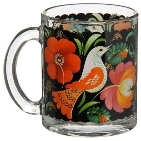 Кружка 320мл стекло РУССКИЕ УЗОРЫ 2 круговая (24)