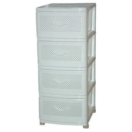 Комод 4-х секционный 40*48*98см пластик КЛАССИКА сетка белый